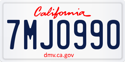 CA license plate 7MJO990