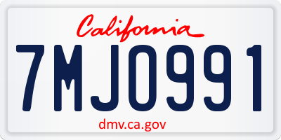 CA license plate 7MJO991