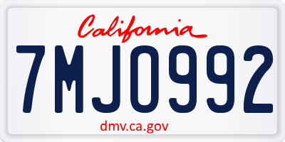 CA license plate 7MJO992