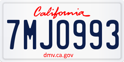 CA license plate 7MJO993