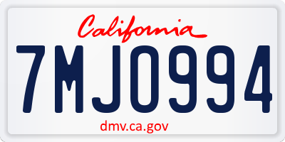 CA license plate 7MJO994