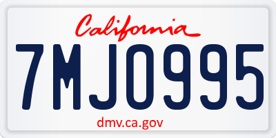 CA license plate 7MJO995