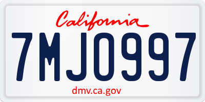 CA license plate 7MJO997