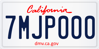 CA license plate 7MJP000