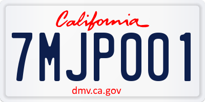 CA license plate 7MJP001