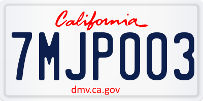 CA license plate 7MJP003