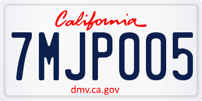 CA license plate 7MJP005