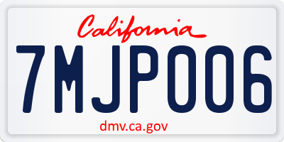 CA license plate 7MJP006