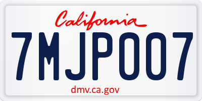 CA license plate 7MJP007