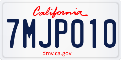 CA license plate 7MJP010