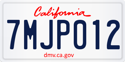 CA license plate 7MJP012