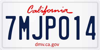 CA license plate 7MJP014