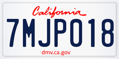 CA license plate 7MJP018