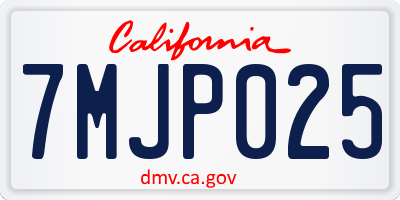 CA license plate 7MJP025