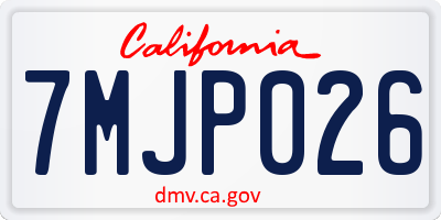 CA license plate 7MJP026