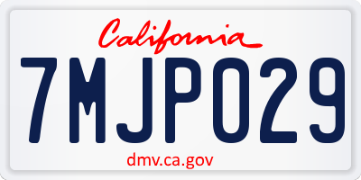 CA license plate 7MJP029