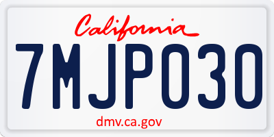 CA license plate 7MJP030