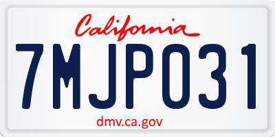 CA license plate 7MJP031