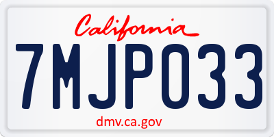 CA license plate 7MJP033