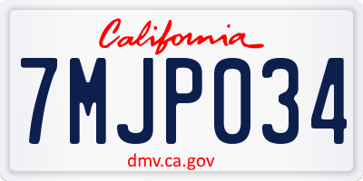 CA license plate 7MJP034