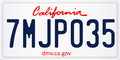 CA license plate 7MJP035