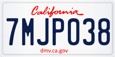 CA license plate 7MJP038