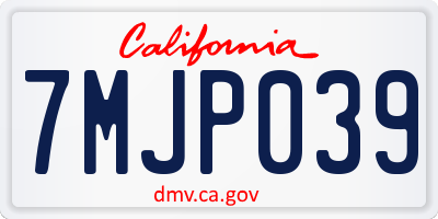 CA license plate 7MJP039