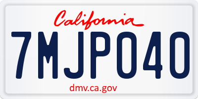 CA license plate 7MJP040