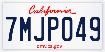 CA license plate 7MJP049