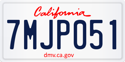 CA license plate 7MJP051