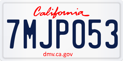 CA license plate 7MJP053