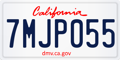 CA license plate 7MJP055