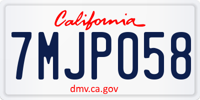 CA license plate 7MJP058