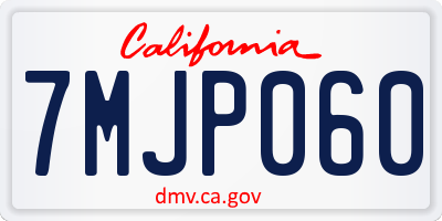 CA license plate 7MJP060