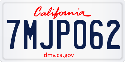 CA license plate 7MJP062