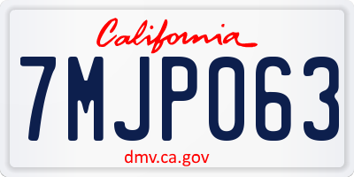 CA license plate 7MJP063