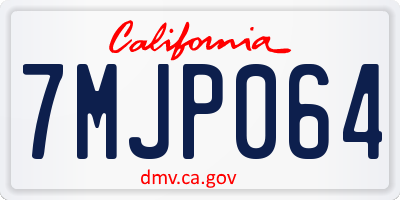 CA license plate 7MJP064