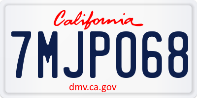 CA license plate 7MJP068