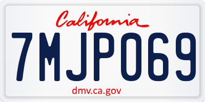 CA license plate 7MJP069