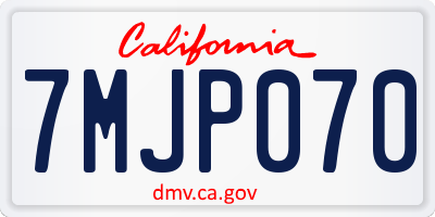 CA license plate 7MJP070