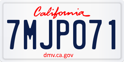 CA license plate 7MJP071