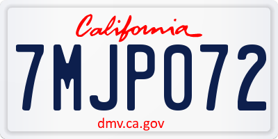 CA license plate 7MJP072