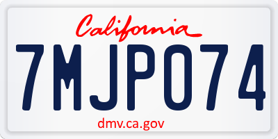 CA license plate 7MJP074