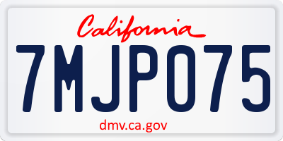 CA license plate 7MJP075