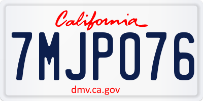 CA license plate 7MJP076