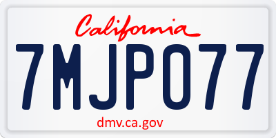 CA license plate 7MJP077