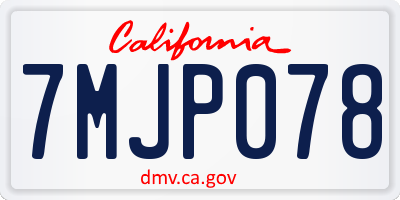 CA license plate 7MJP078