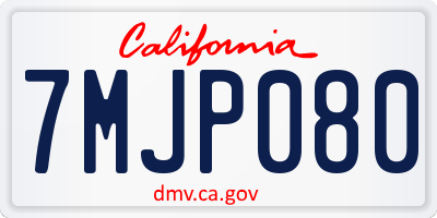 CA license plate 7MJP080