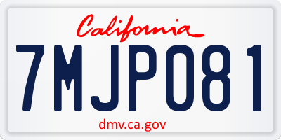 CA license plate 7MJP081