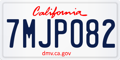 CA license plate 7MJP082